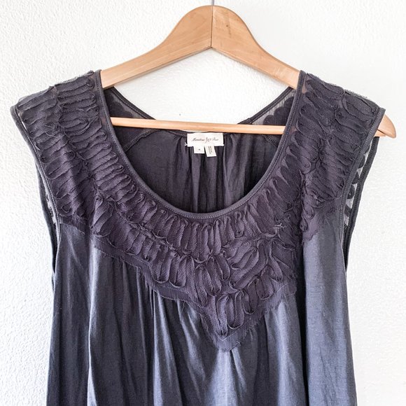 Anthropologie Meadow Rue Gray Bibbed Verona Tee - Picture 4 of 8